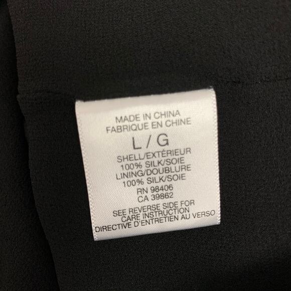 Theory Silk Blouse Black Bell 3/4 Sleeve Georgette Women's L - Picture 8 of 9